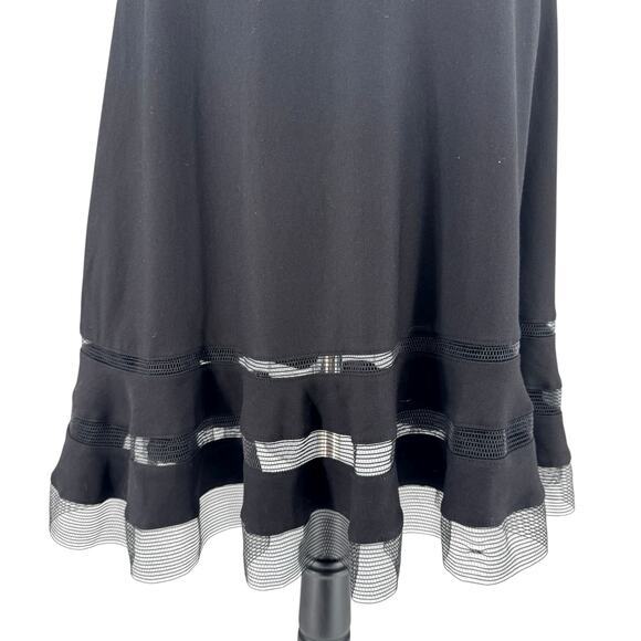 Tadashi Shoji Flip Hem Black Sheer Mesh Knit Mini Sleeveless Cocktail Dress - Picture 8 of 14